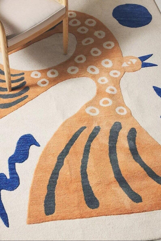 Bird Orange - Hand Tufted Wool Rug