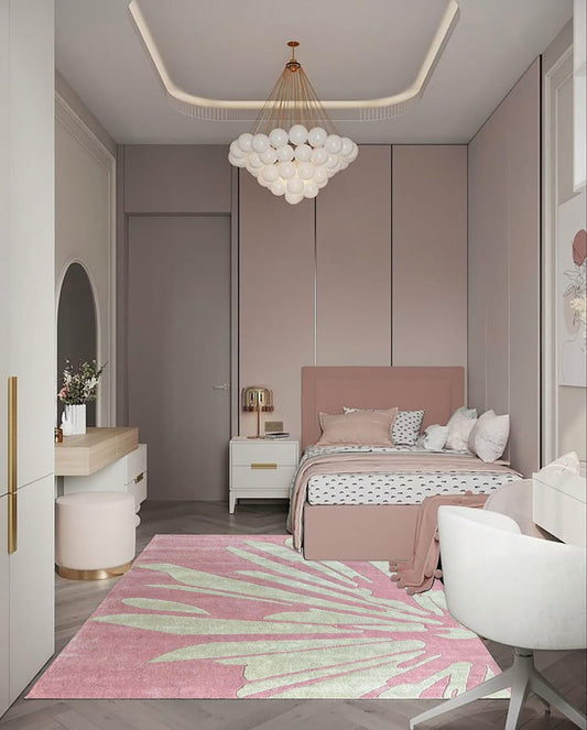 Pink Leaf - Hand-Tufted Wool Rug