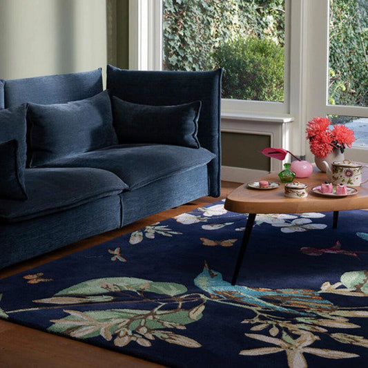 Bird Blue - Hand Tufted Wool Rug