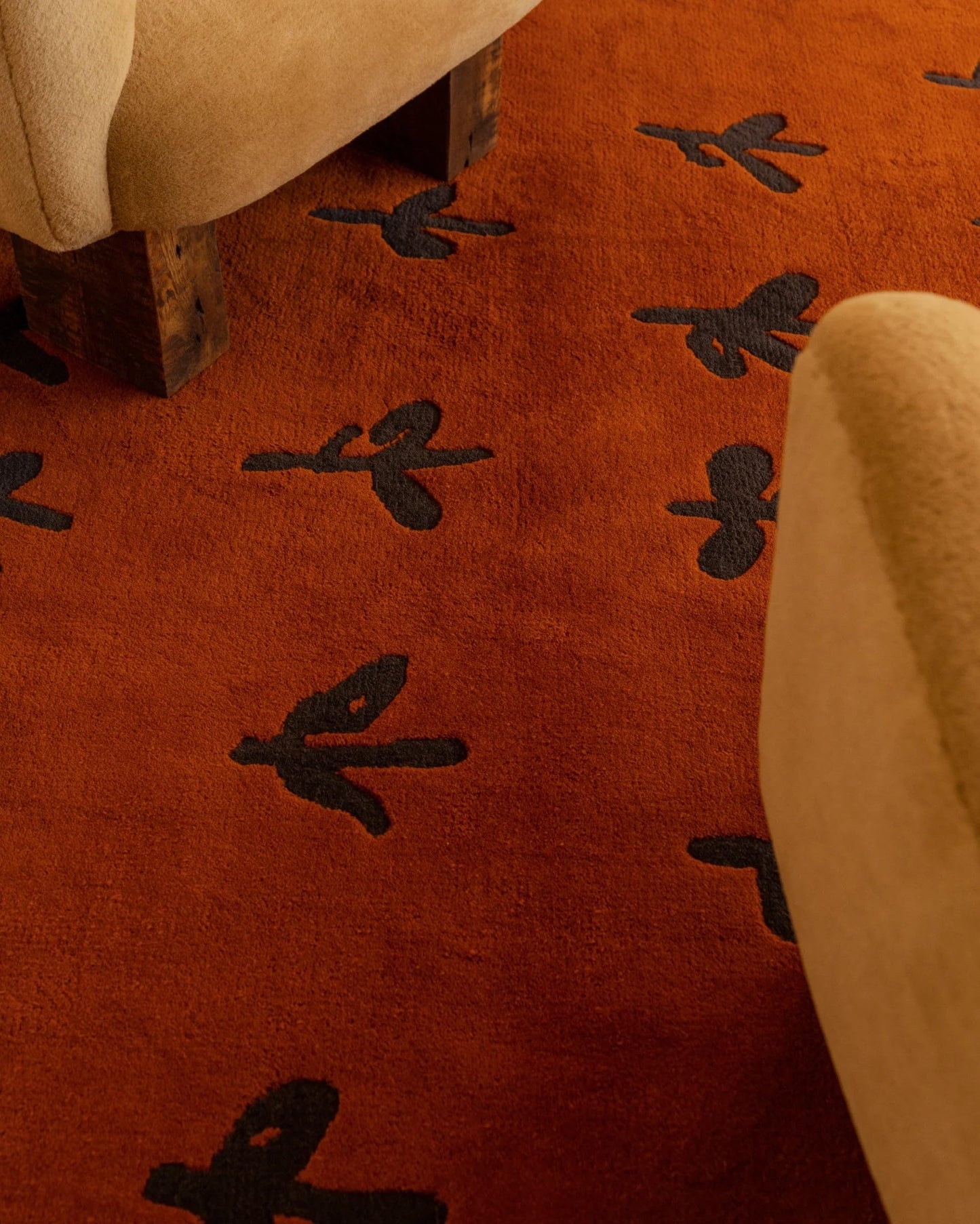 Burnt Sienna Birds - Hand-Tufted Wool Rug