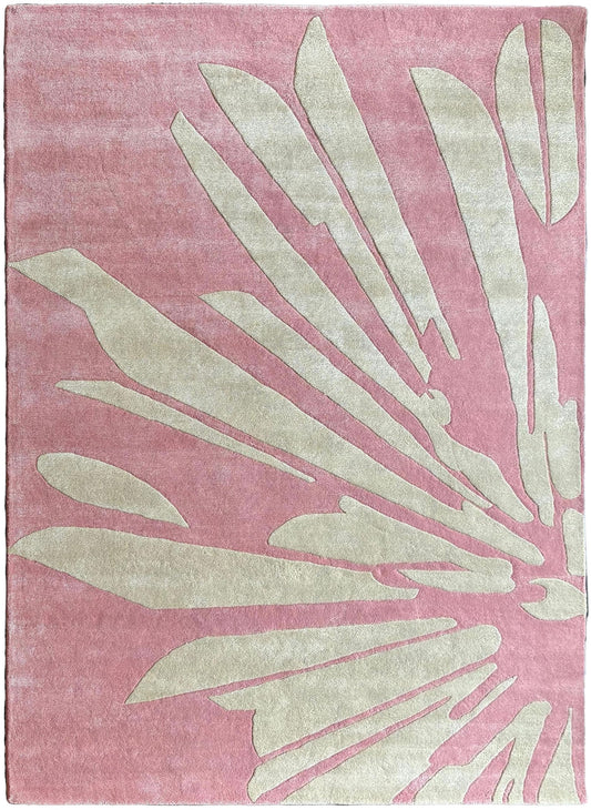 Pink Leaf - Hand-Tufted Wool Rug